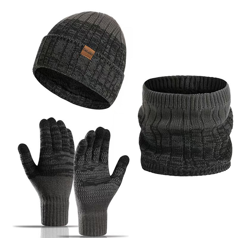 thickened wool three-piece hat set