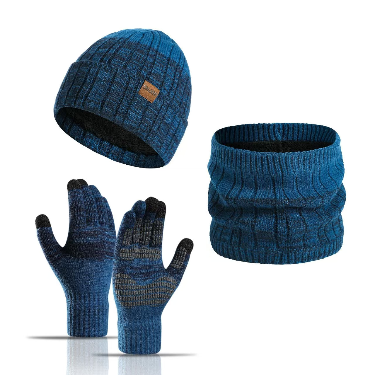 thickened wool three-piece hat set