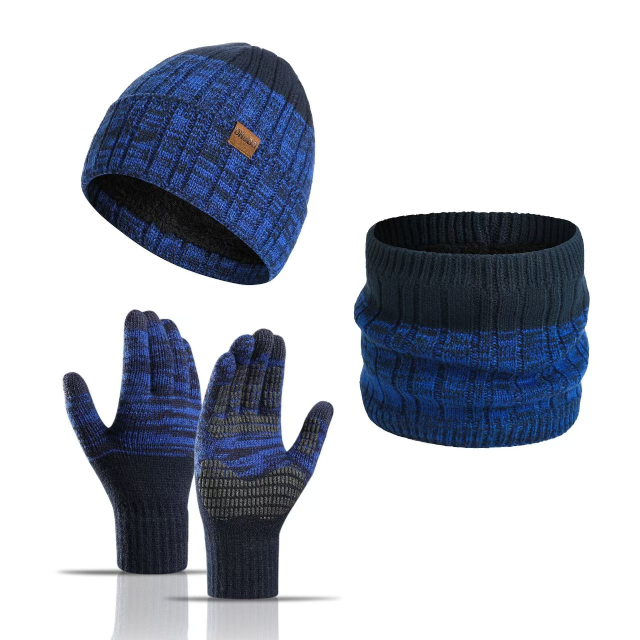 thickened wool three-piece hat set